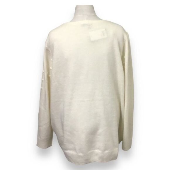 Croft & Barrow Women’s Bobble Knit Pullover Sweater Puff Sleeve Winter White 2X - Picture 4 of 8